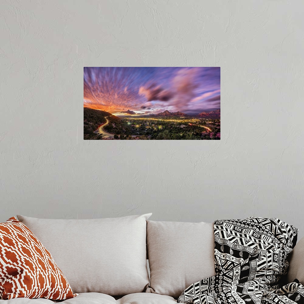 A bohemian room featuring Beautiful sunset panorama over Sedona, Arizona