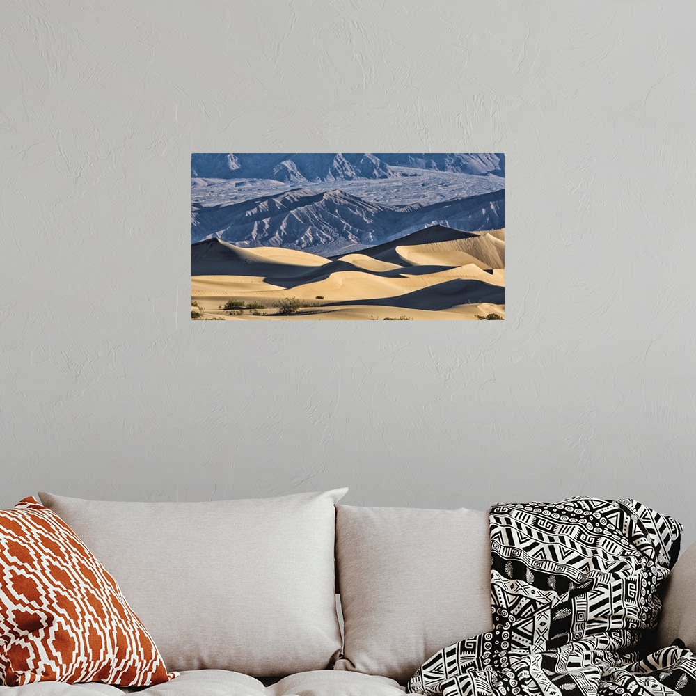 A bohemian room featuring The amazing Mesquite Sand Dunes at Death Valley National Park