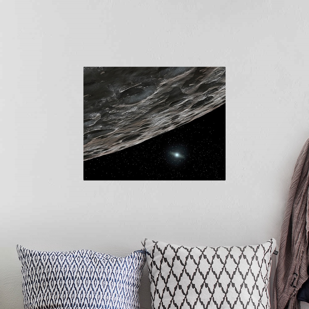 A bohemian room featuring Artists Conception of a Kuiper Belt Object