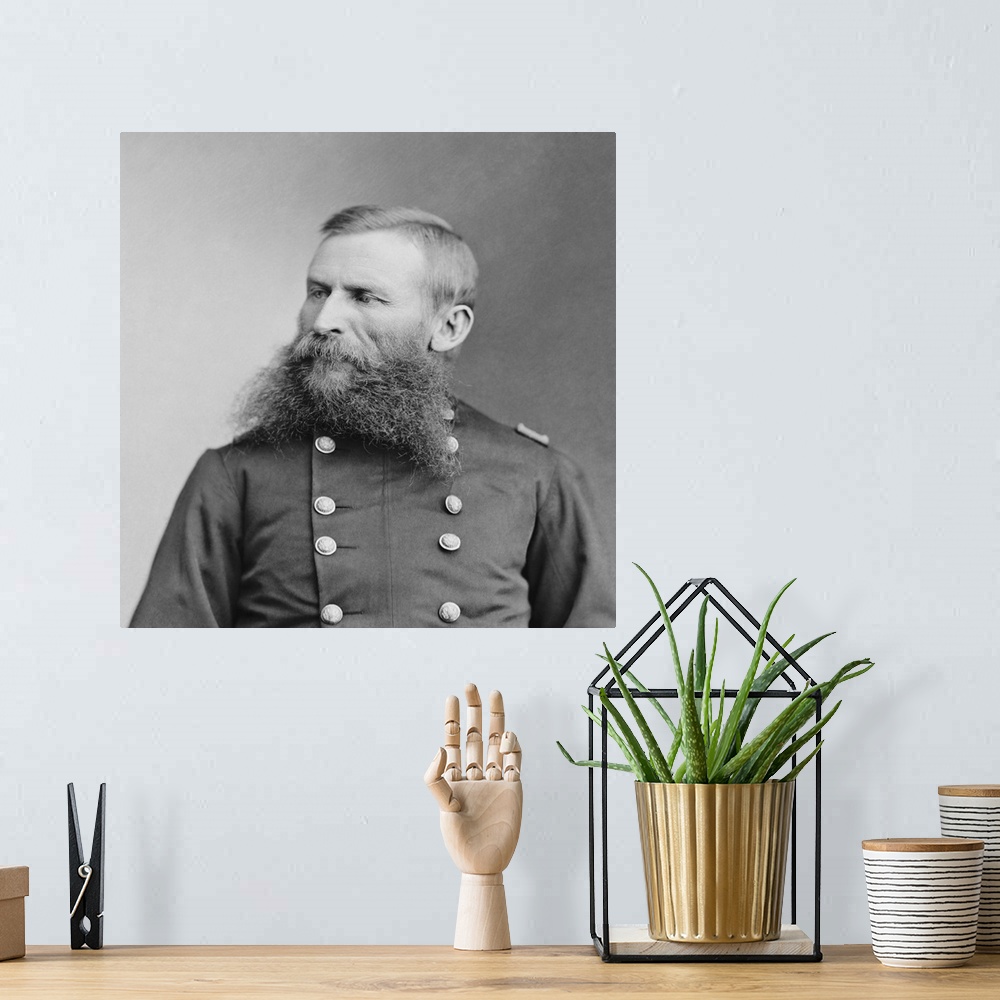 A bohemian room featuring Vintage American Civil War photo of Union Army General George Crook.