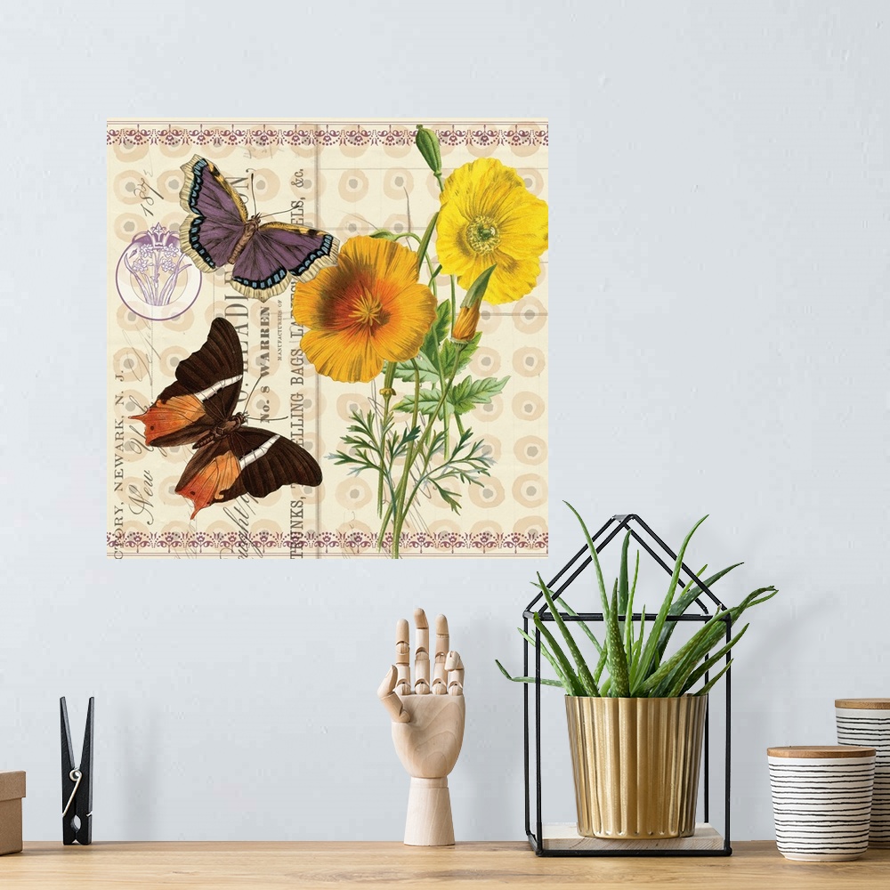 A bohemian room featuring Butterfly Botanical IV