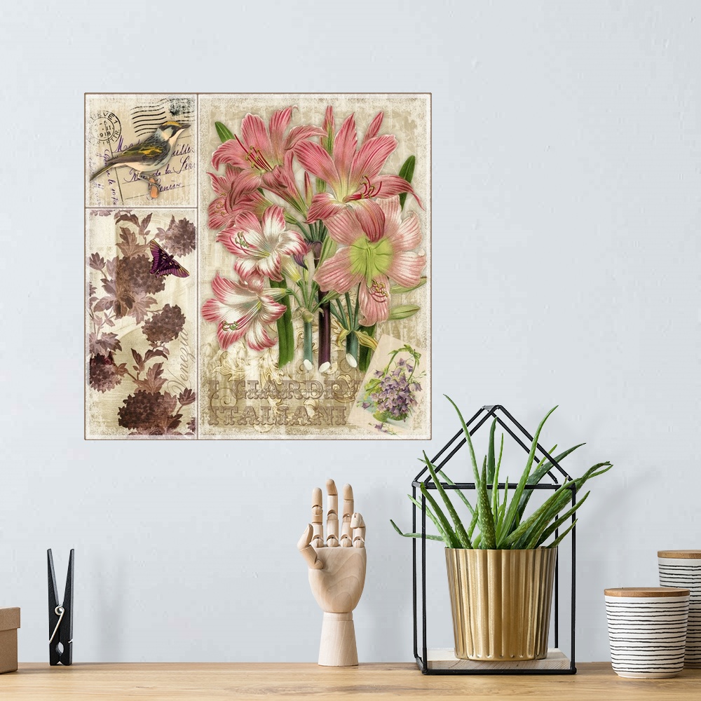 A bohemian room featuring Pink Botanical Lily