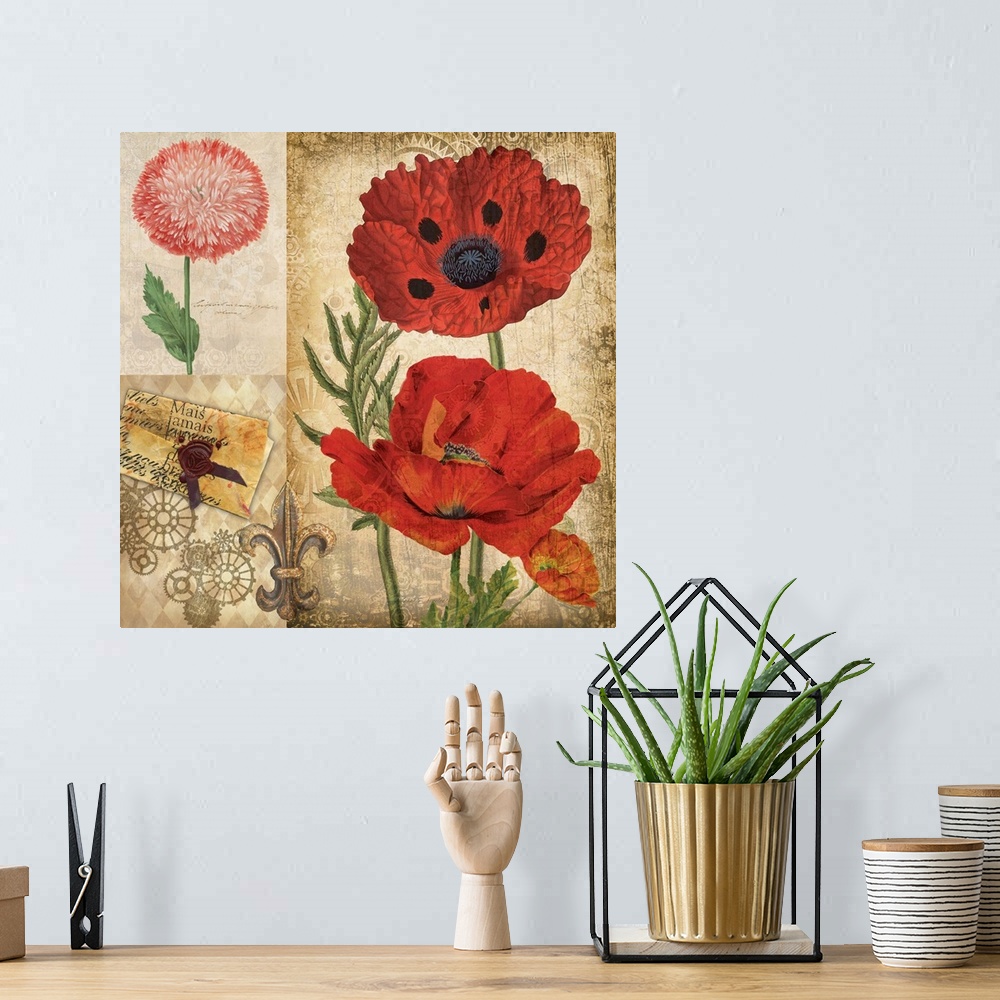 A bohemian room featuring Steam Punk Poppies I