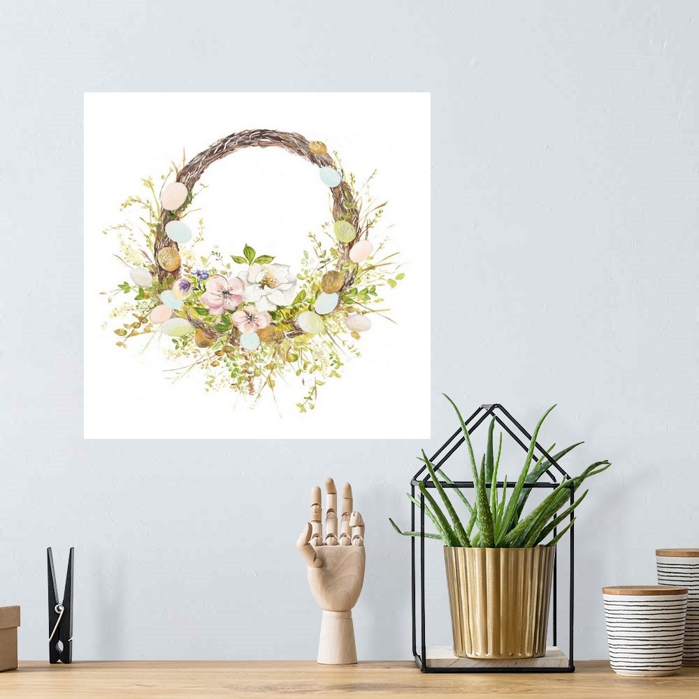 A bohemian room featuring Easter Wreath
