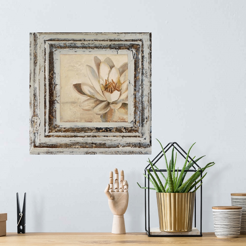 A bohemian room featuring Flowers and Leaves Square IV