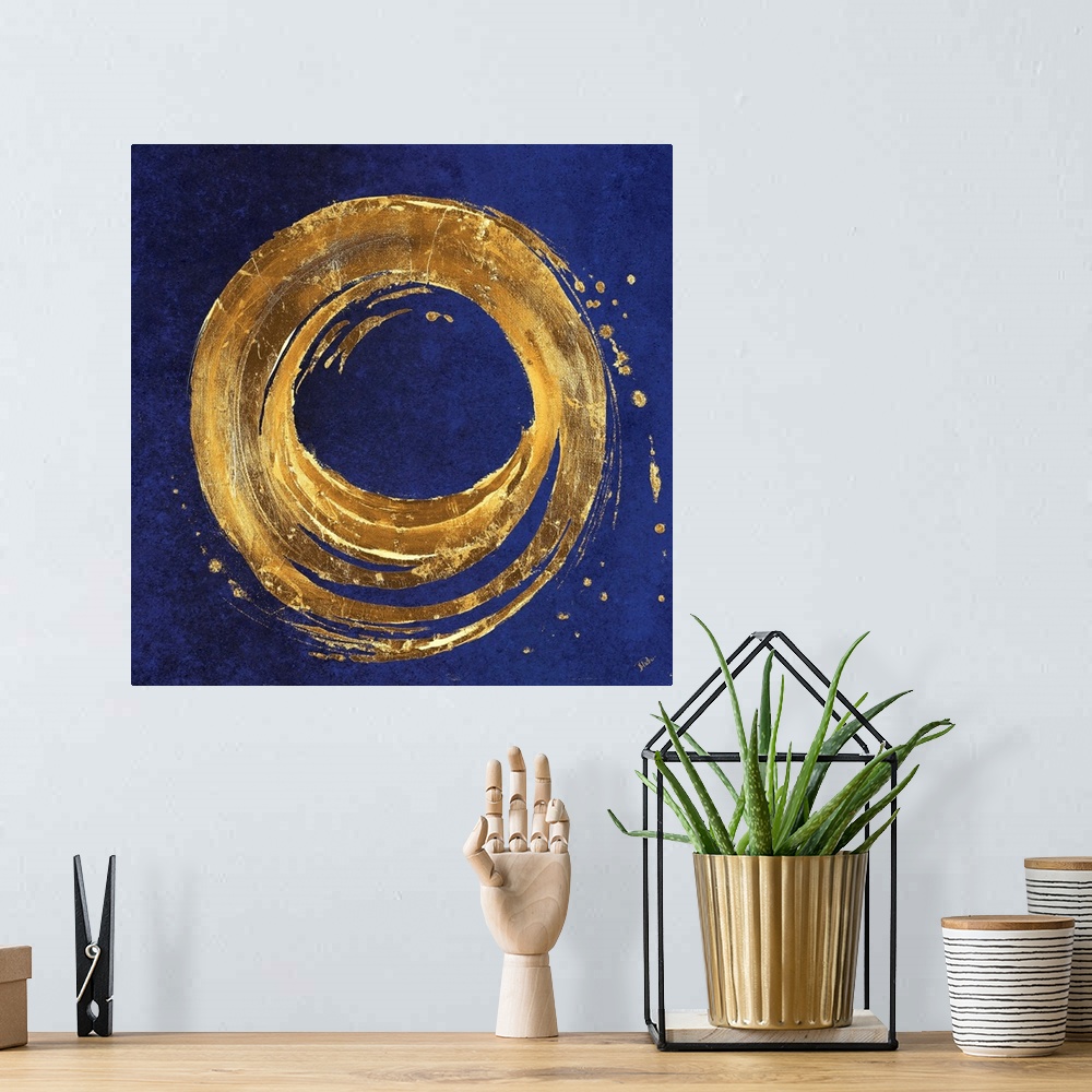 A bohemian room featuring Gold Circle on Blue