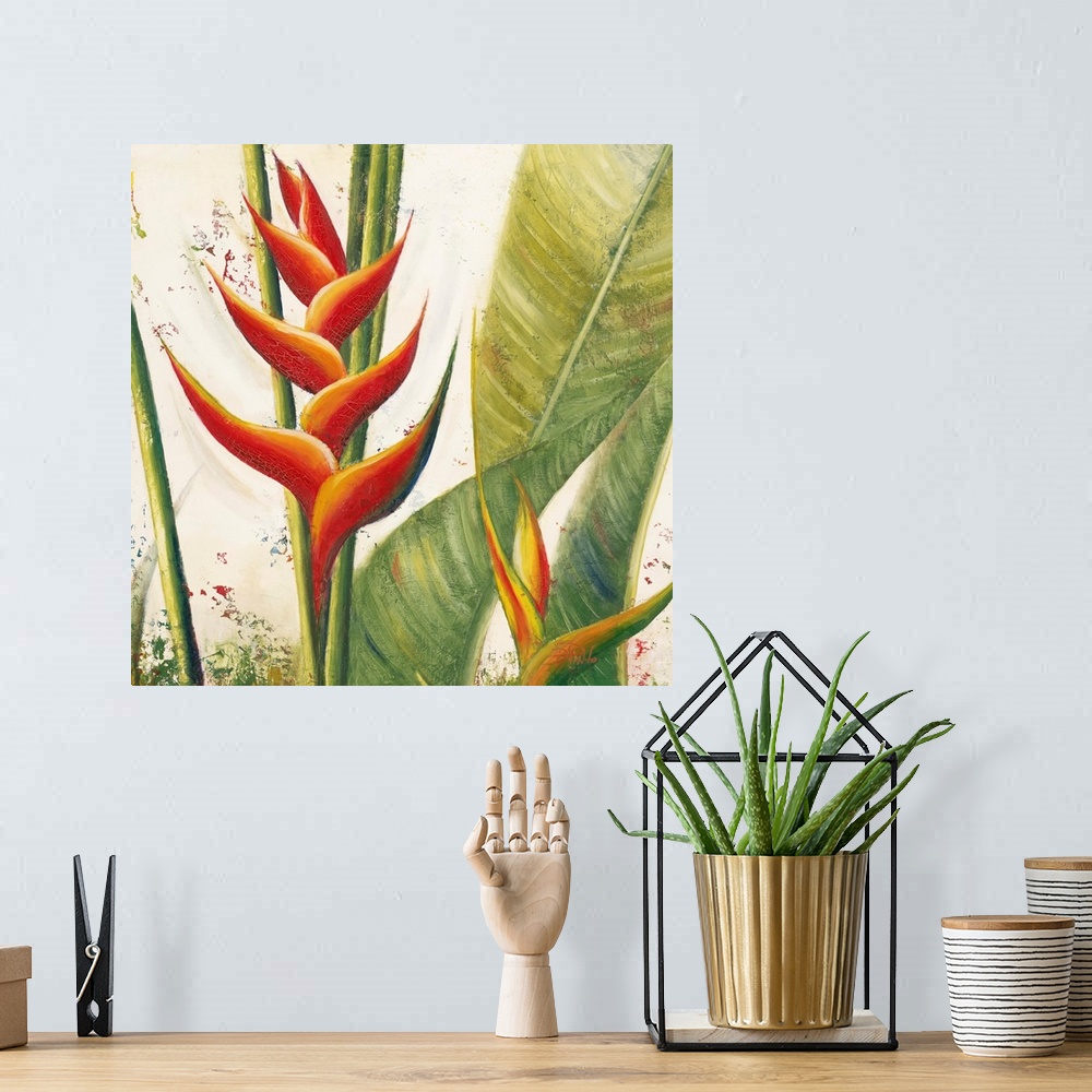 A bohemian room featuring Heliconias With Leaves I