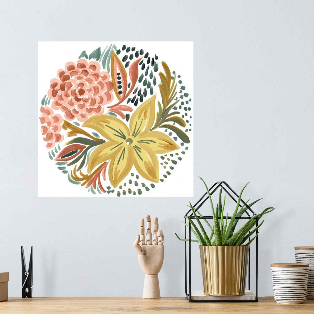 A bohemian room featuring Peachy Matisse Florals I