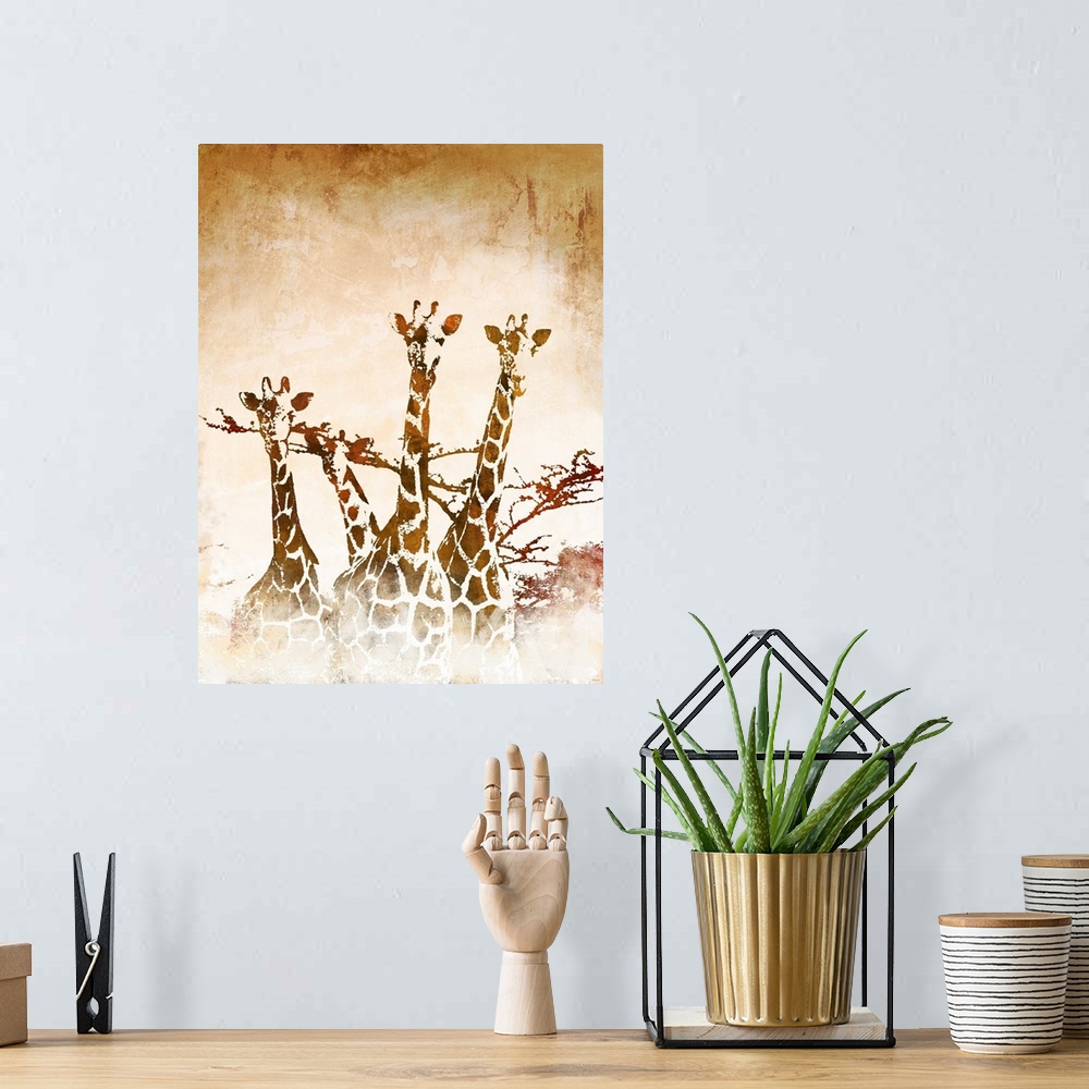 A bohemian room featuring Safari Giraffe II
