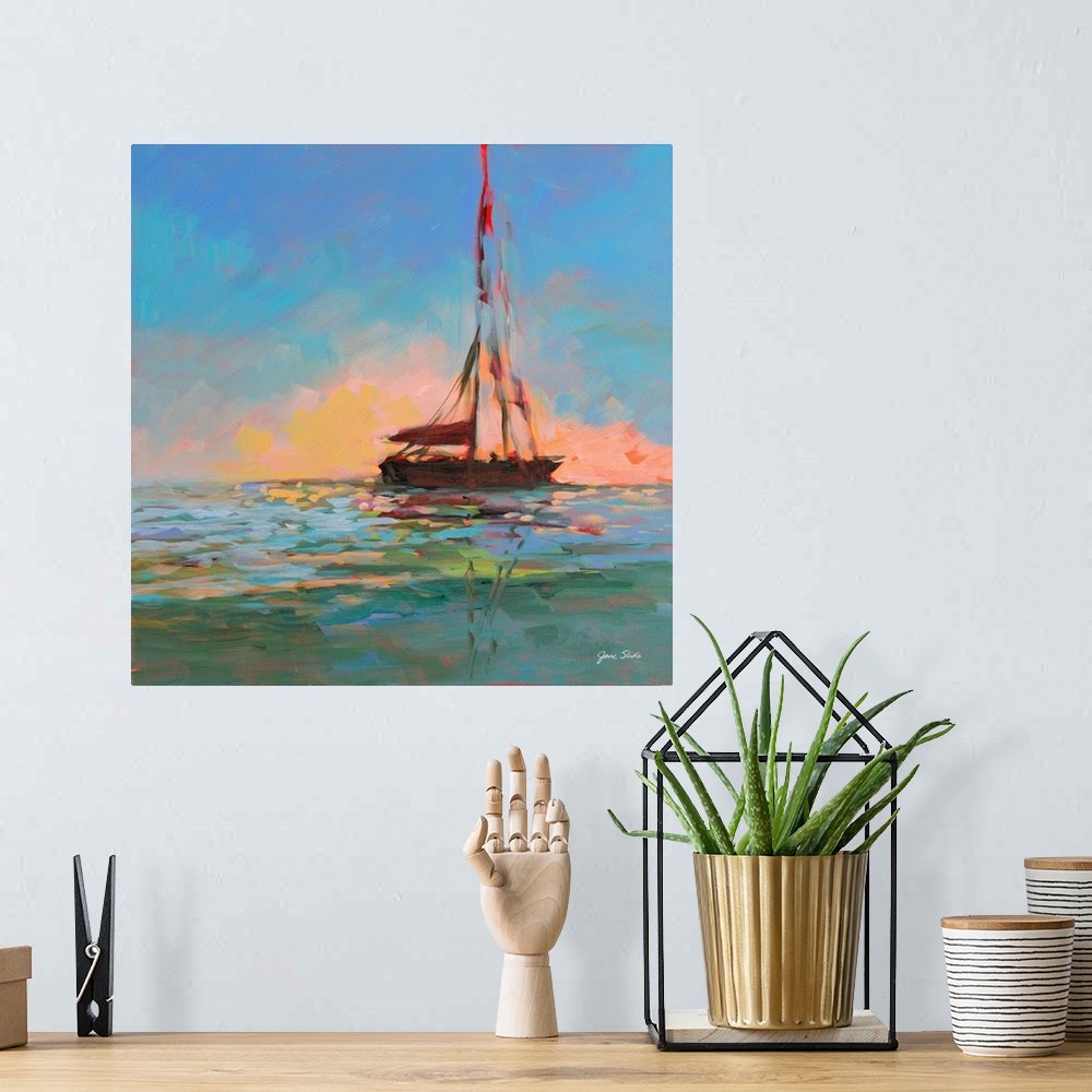A bohemian room featuring Sailboat On The Horizon