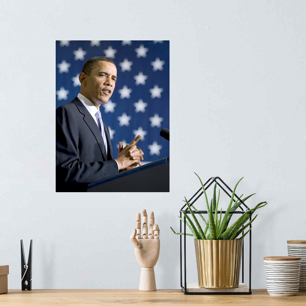 A bohemian room featuring BARACK OBAMA (1961- ). 44th President of the United States. President Barack Obama delivering a s...