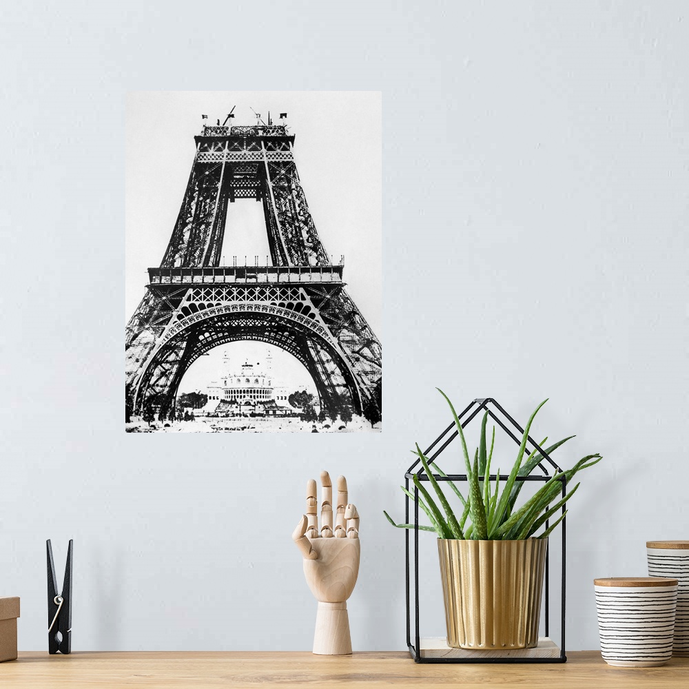 A bohemian room featuring Building the Eiffel Tower on the Champ de Mars in Paris, France, for the Universal Exposition of ...