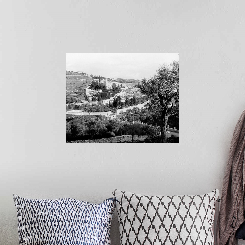 A bohemian room featuring Mount Of Olives. Bird's Eye View From the South Of the Mount Of Olives, East Jersusalem. Photogra...