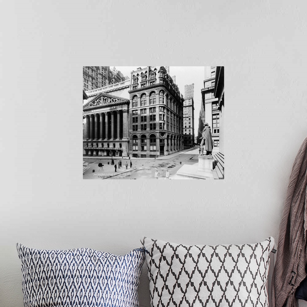 A bohemian room featuring View of the New York Stock Exchange and Wilks Building on Wall Street in New York City. Photograp...
