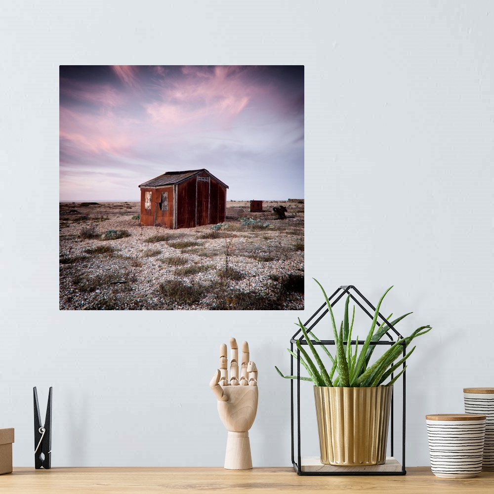 A bohemian room featuring Old rusting shed on Dungeness, East Sussex, UK