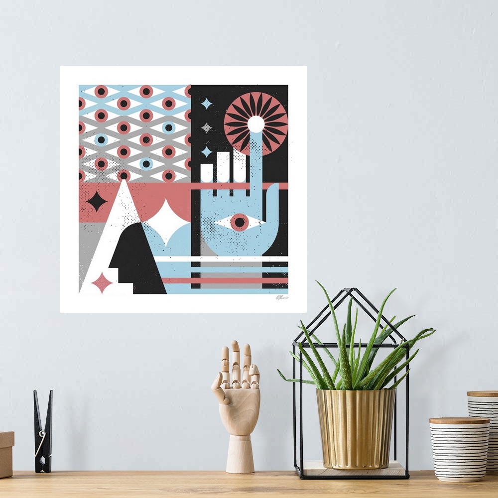 A bohemian room featuring Abstract Hand