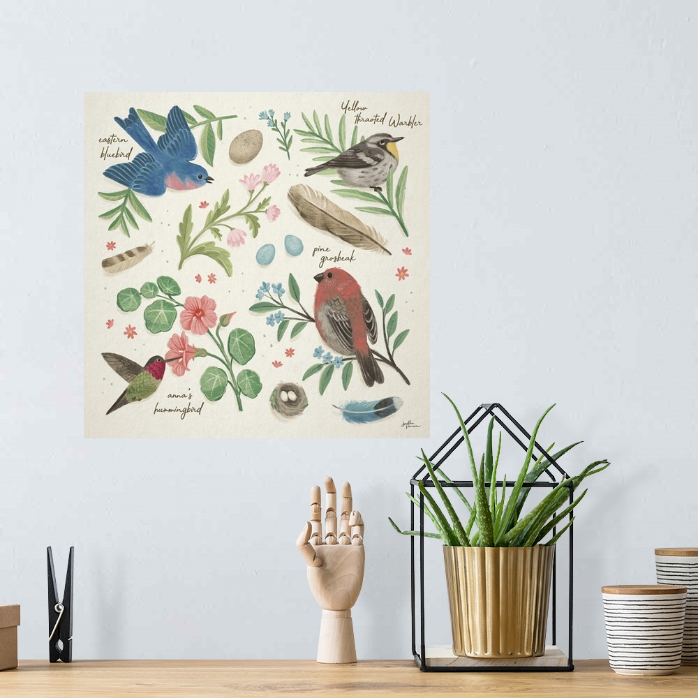 A bohemian room featuring Bird Study III