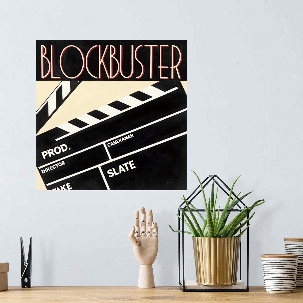 A bohemian room featuring Blockbuster