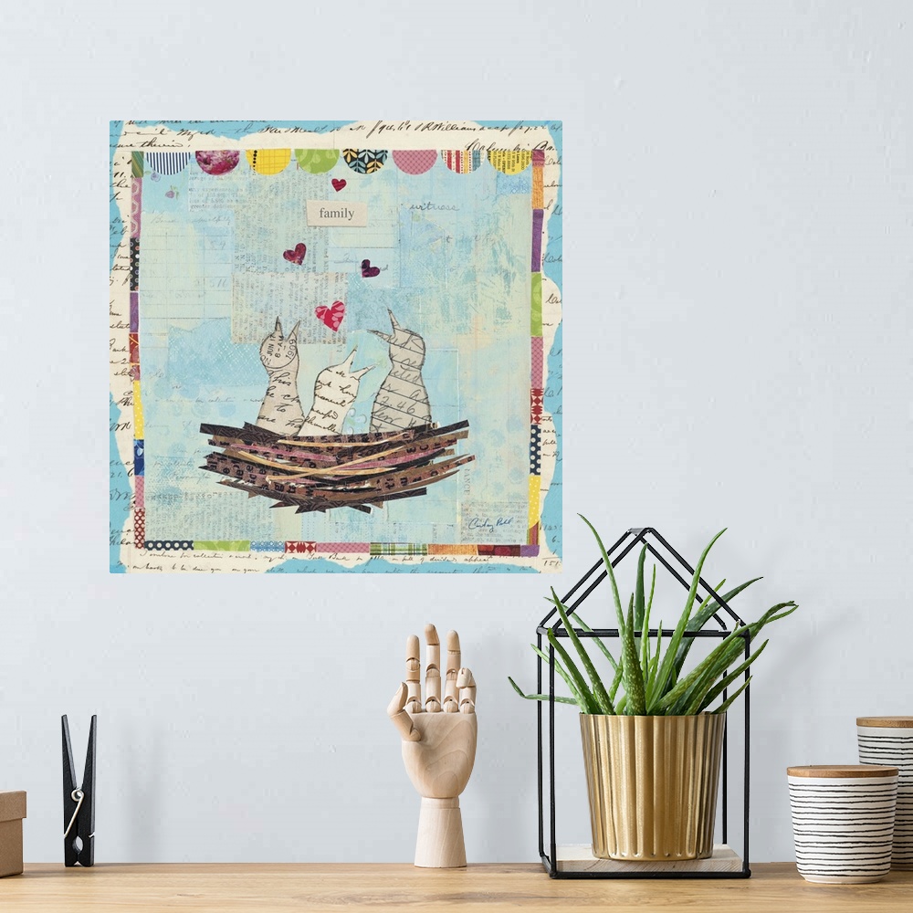 A bohemian room featuring Blue Love Birds Square