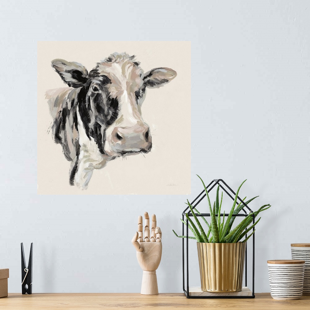 A bohemian room featuring Expressionistic Cow I
