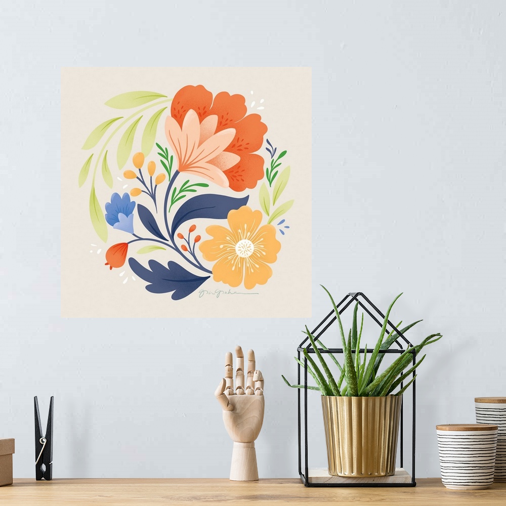 A bohemian room featuring Floral Study I Bright