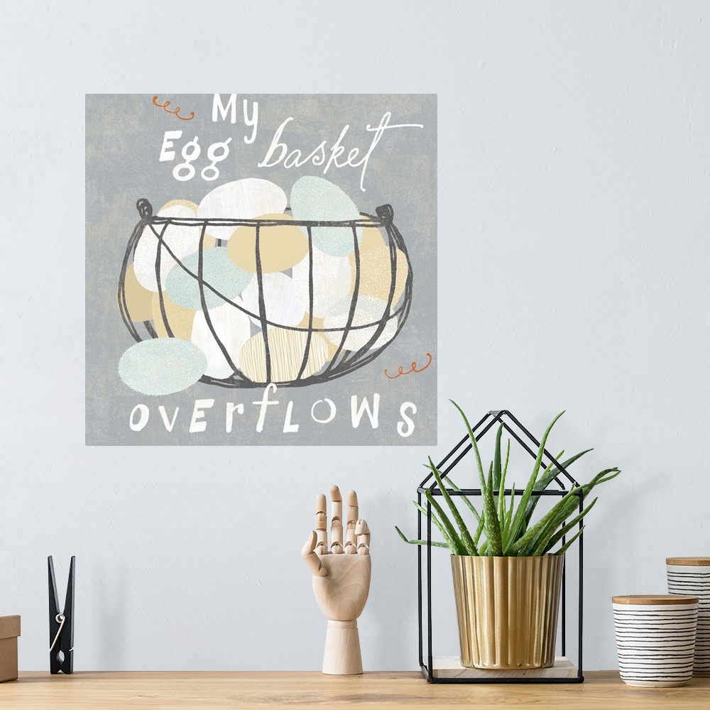 A bohemian room featuring "My Egg Basket Overflows"