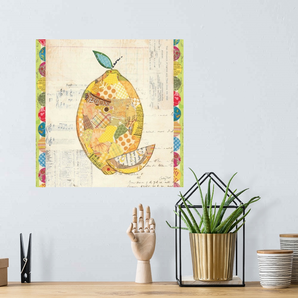 A bohemian room featuring Fruit Collage II - Lemon
