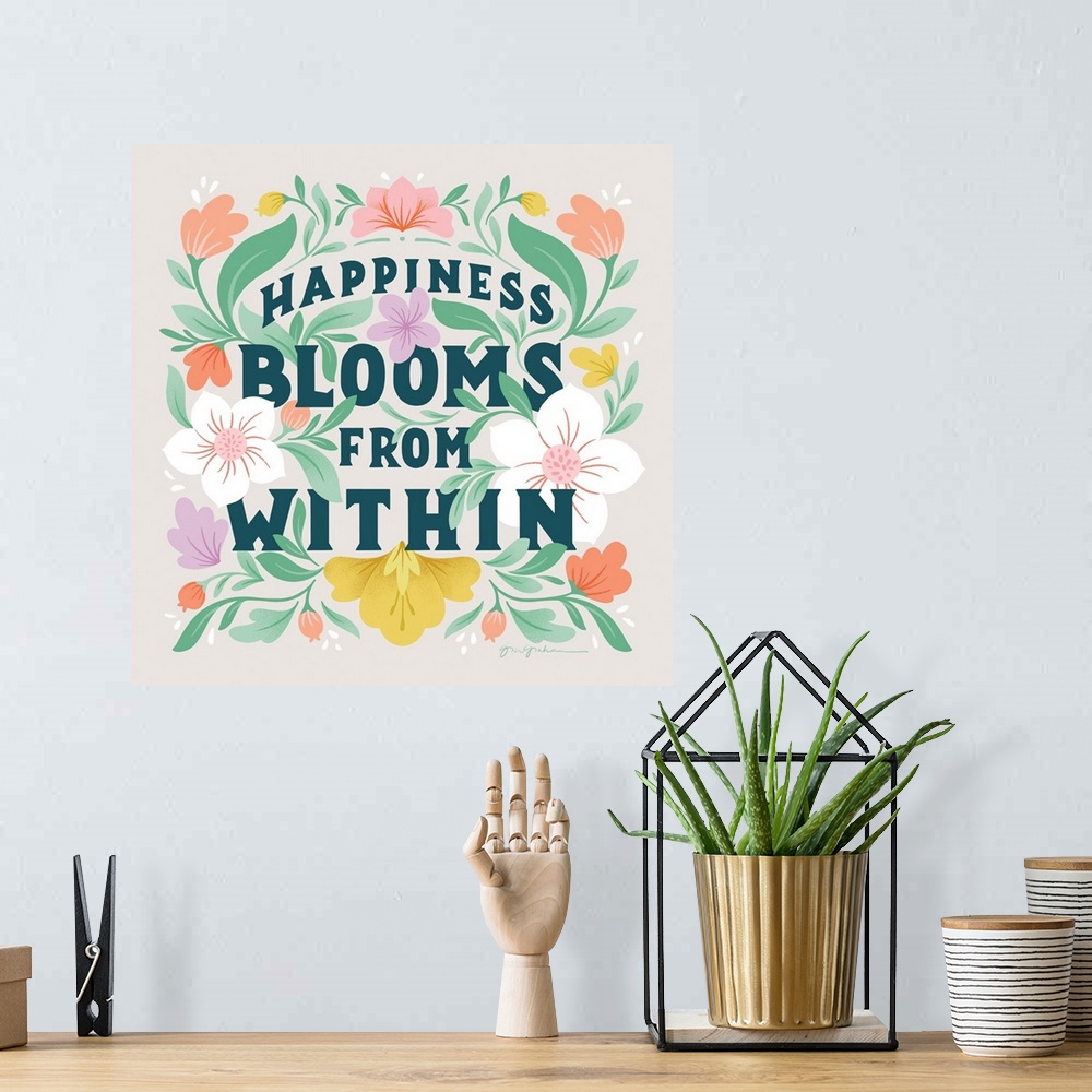A bohemian room featuring Happiness Blooms II