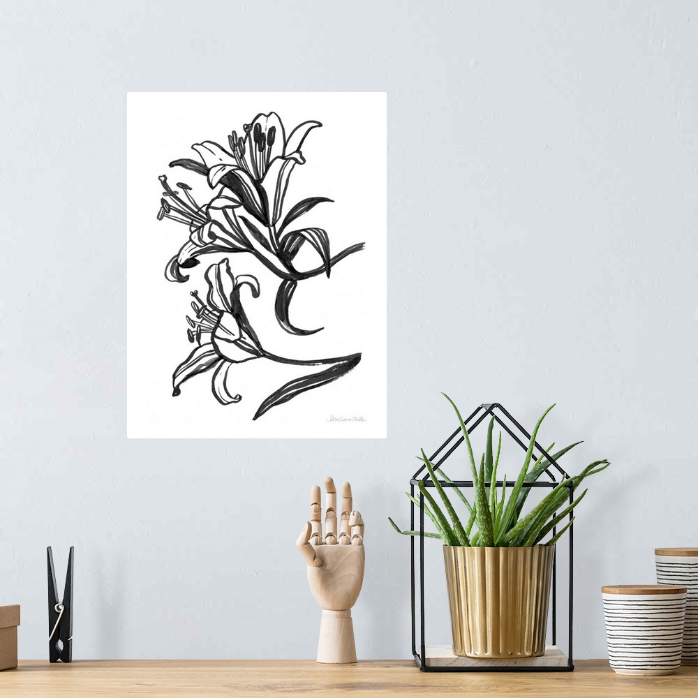 A bohemian room featuring Ink Lilies II