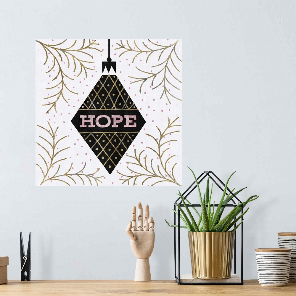 A bohemian room featuring Jolly Holiday Ornaments Hope Metallic