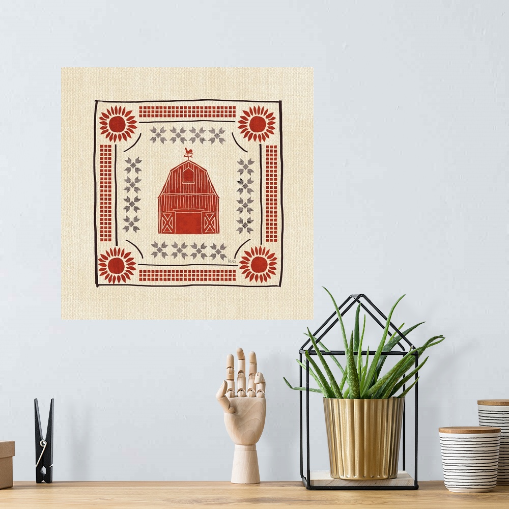 A bohemian room featuring Little Red Farm Tile I