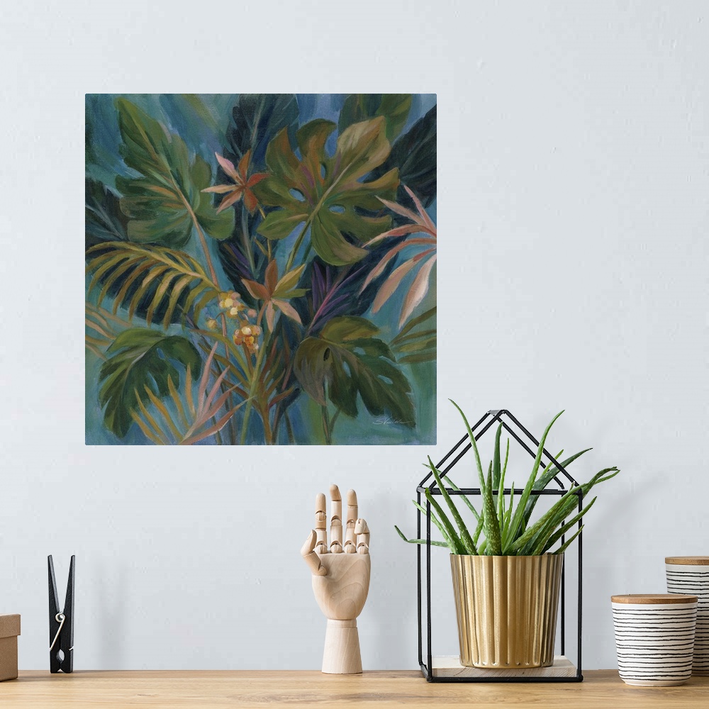 A bohemian room featuring Midnight Tropical Leaves