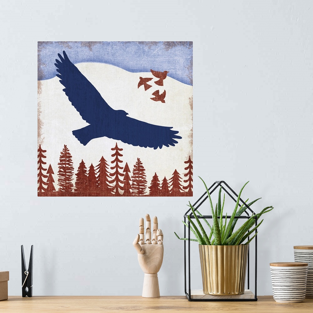 A bohemian room featuring Patriotic Woodland Eagle