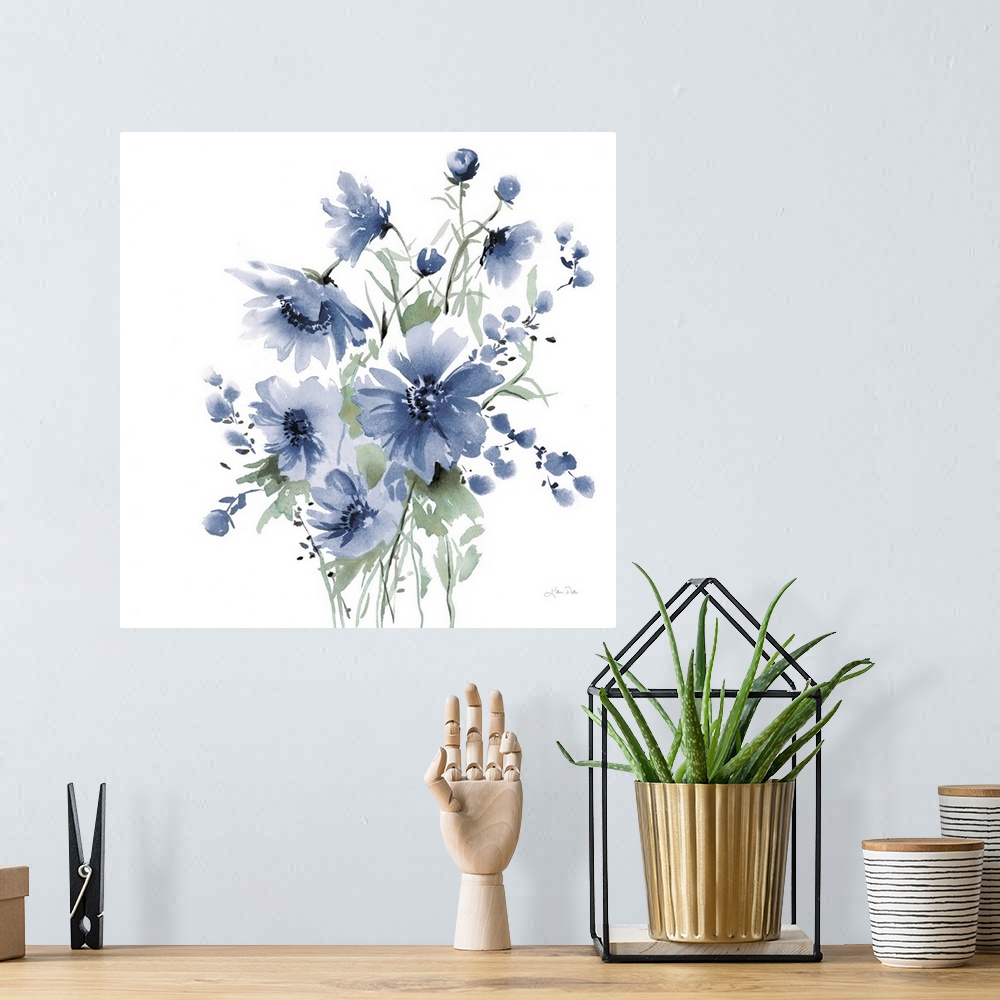 A bohemian room featuring Secret Garden Bouquet I Blue