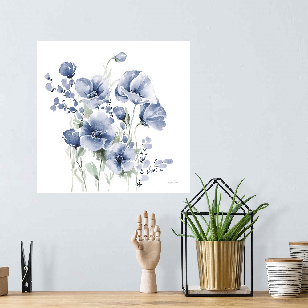 A bohemian room featuring Secret Garden Bouquet II Blue