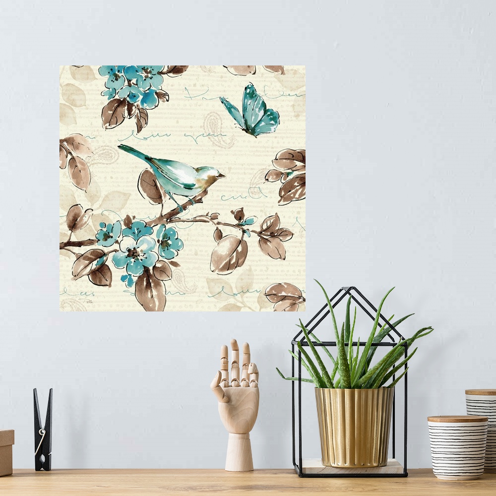 A bohemian room featuring Wing Prints III