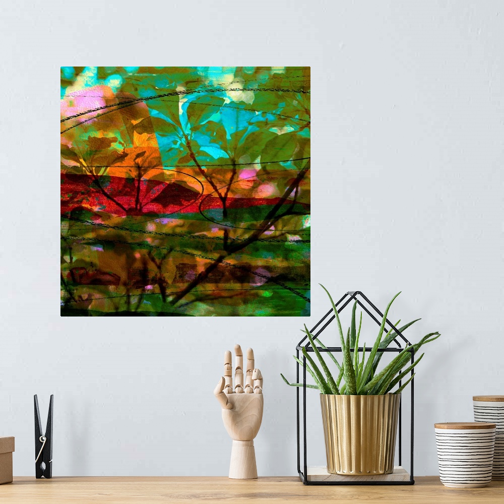 A bohemian room featuring Abstract Leaf Study III