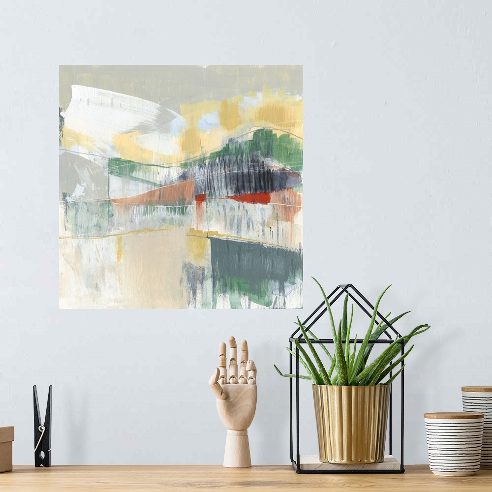 A bohemian room featuring Abstracted Mountainscape II