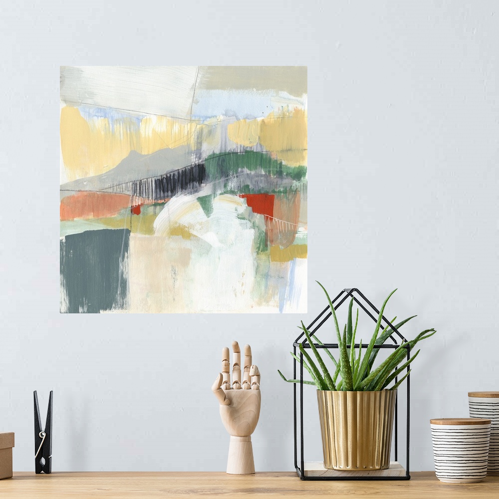 A bohemian room featuring Abstracted Mountainscape III