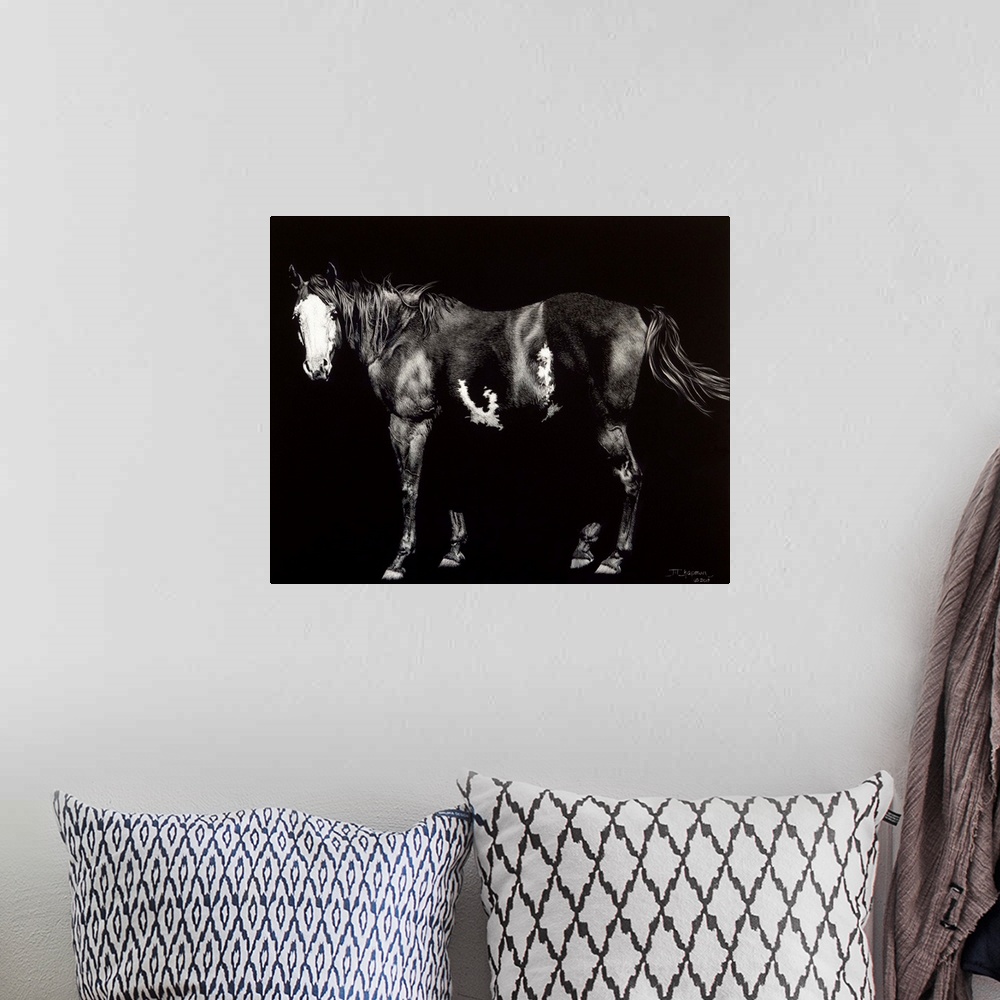 A bohemian room featuring Bald-Faced Broodmare