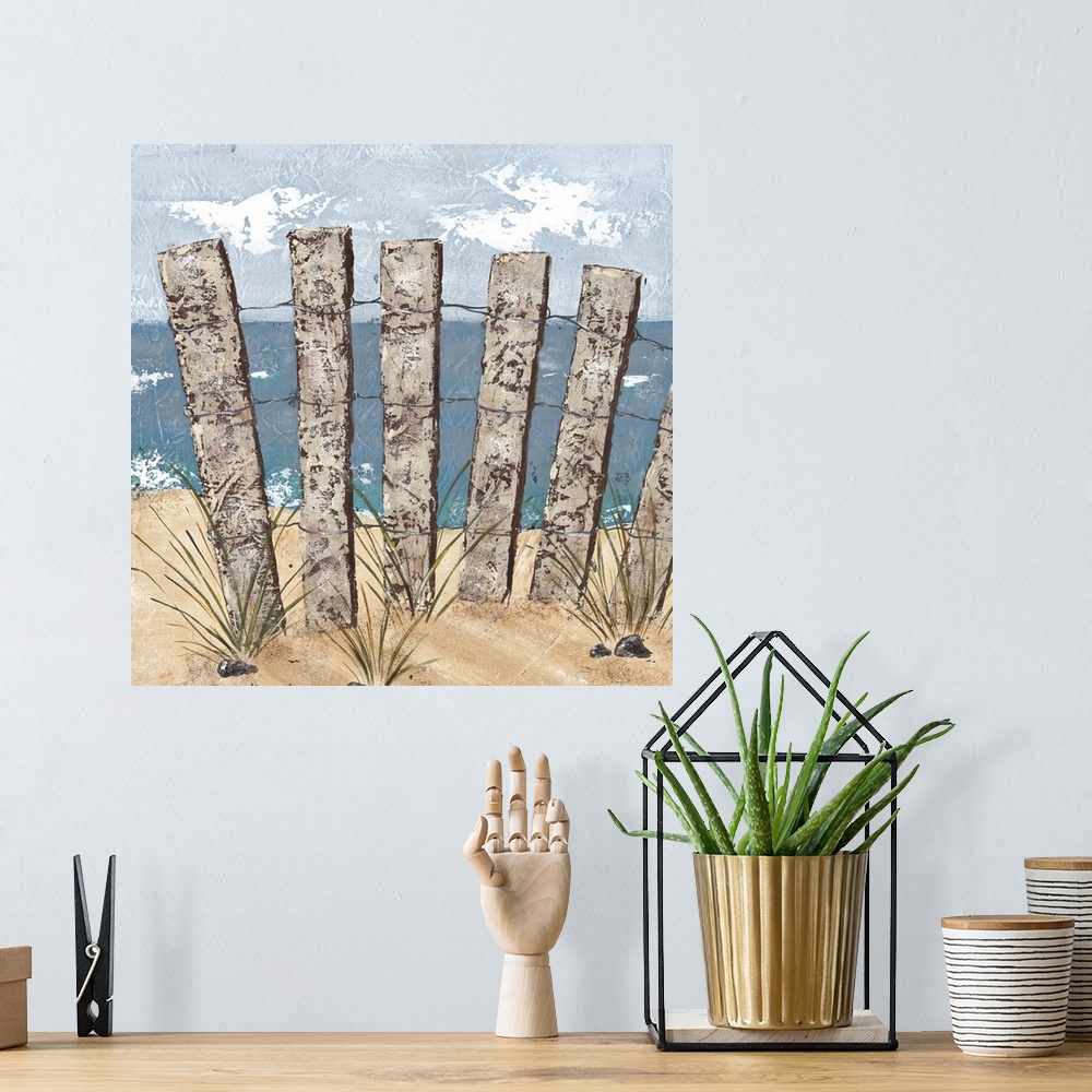 A bohemian room featuring Beach Scene Triptych I