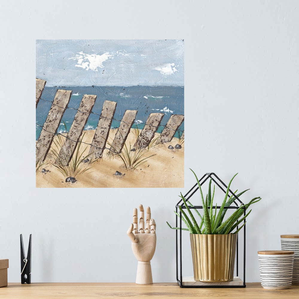 A bohemian room featuring Beach Scene Triptych II