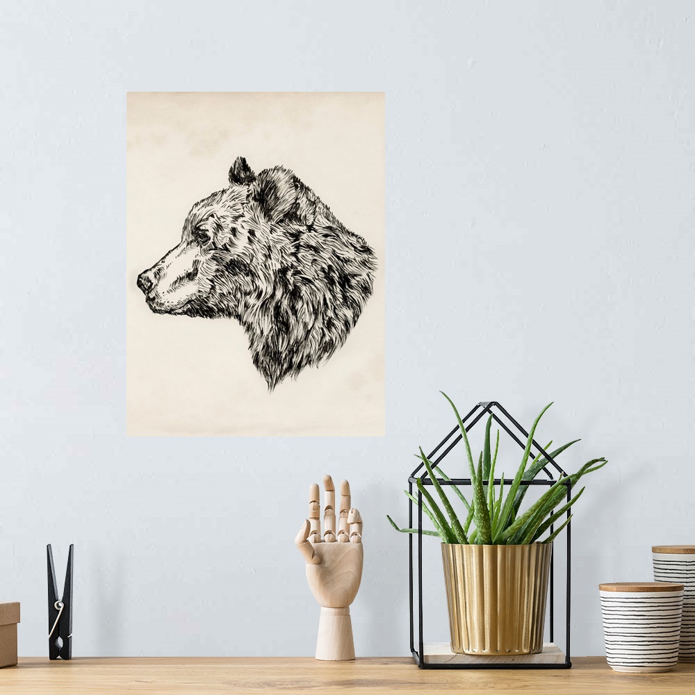 A bohemian room featuring Bear Ink Sketch II