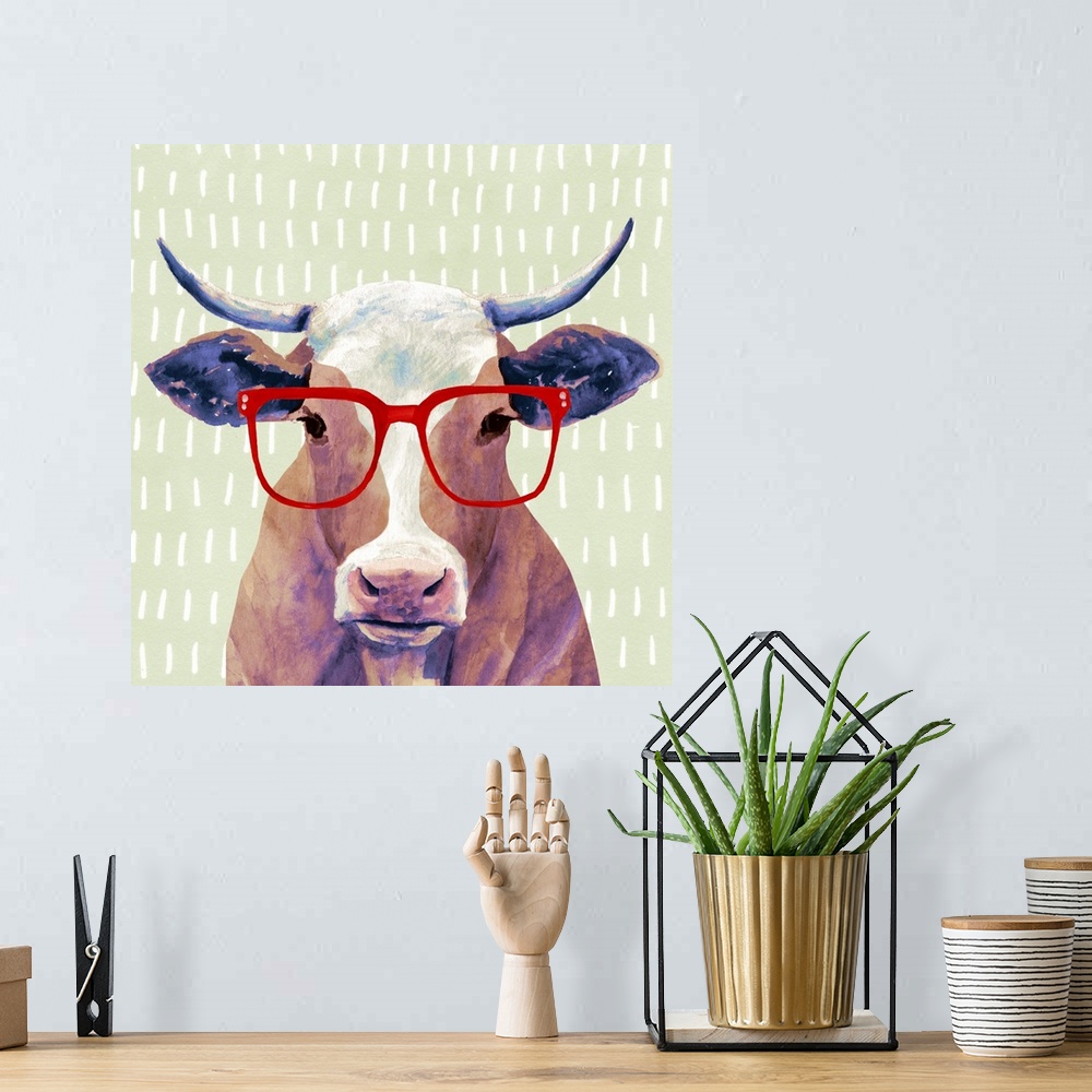 A bohemian room featuring Bespectacled Bovine I