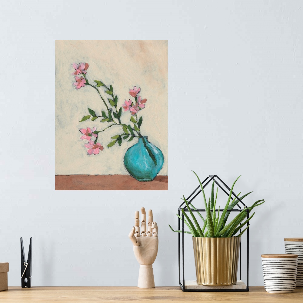 A bohemian room featuring Blossom In Blue Vase I
