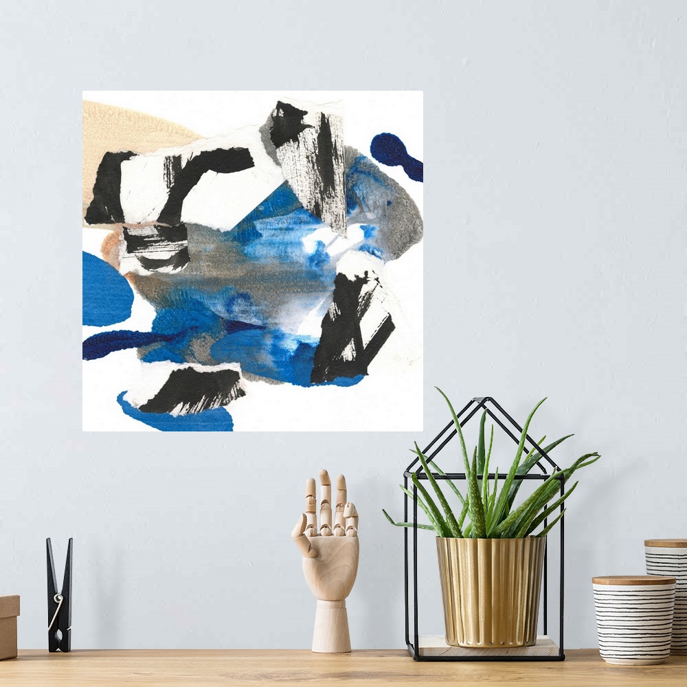A bohemian room featuring Blue Collage I