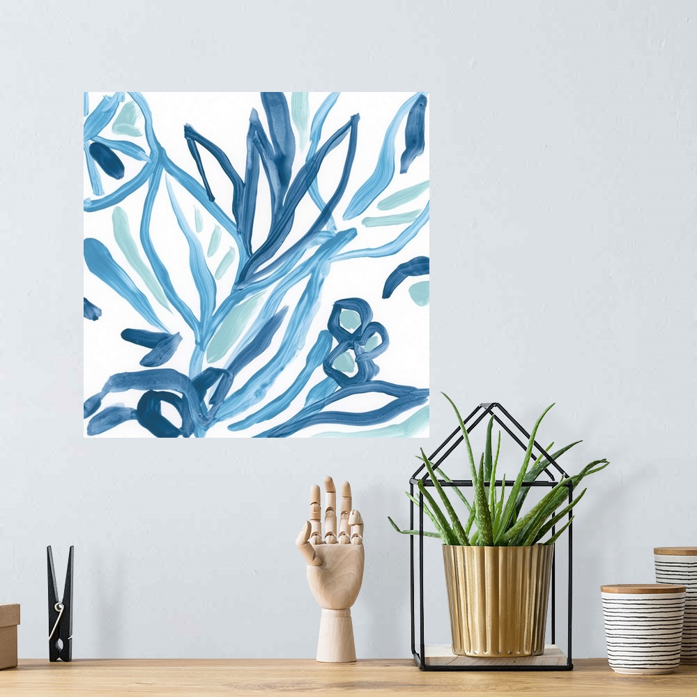 A bohemian room featuring Blue Tropical Sketch IV