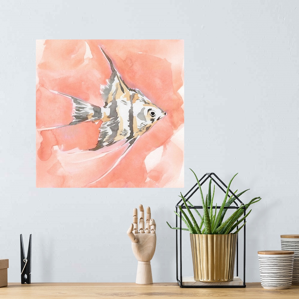 A bohemian room featuring Blush And Ochre Angel Fish I
