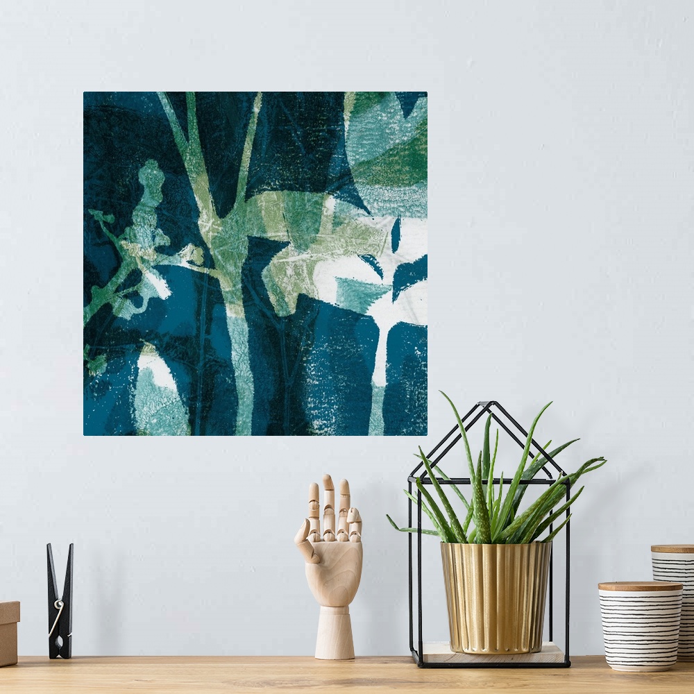 A bohemian room featuring Botanical Imprints In Blue II