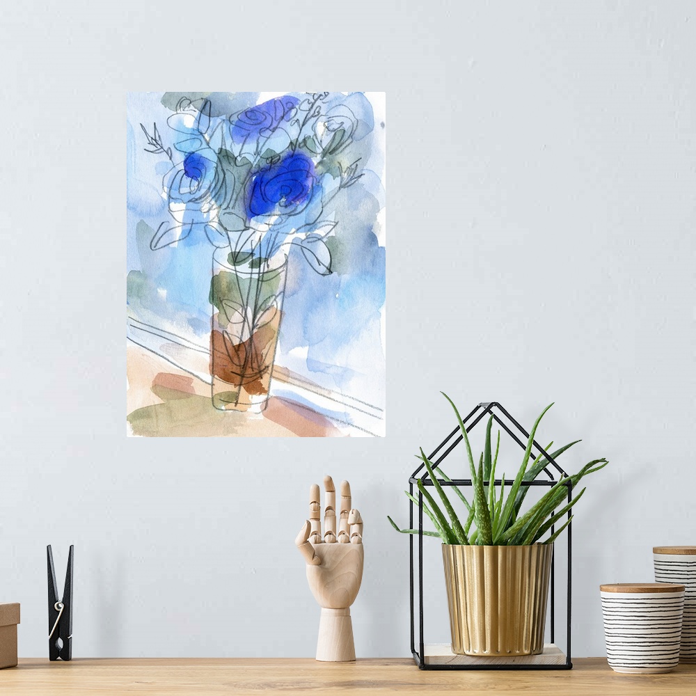 A bohemian room featuring Bunch Of Blue Flowers I